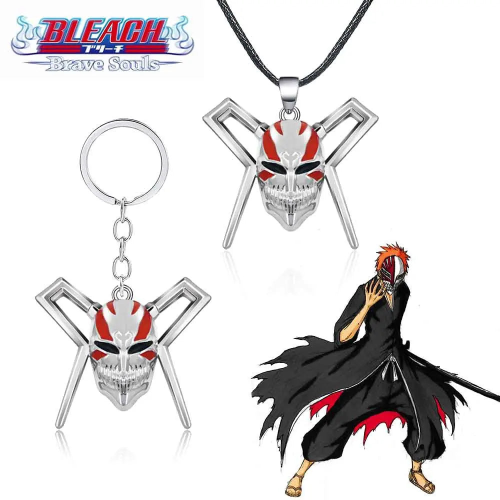 Anime Bleach Keychain Kurosaki Ichigo Ulquiorra Mask Sword Metal Pandent Keyring for Women Men Car Jewelry Fan Cosplay Prop