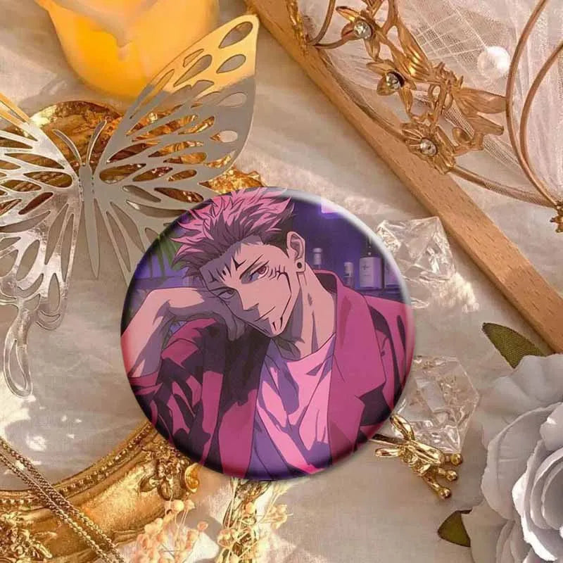 Hot Anime Jujutsu Kaisen Character Round Brooch Pin Geto Gojo Sukuna Choso Suguru Cartoon Badge Bag Clothes Deocr Fans Gift 58mm