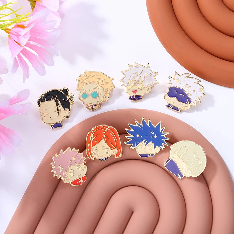 Jujutsu Kaisen Chibi Enamel Pins Gojo Satoru Itadori Yuji Custom Brooches Lapel Badges Cartoon Funny Jewelry Gift for Friends