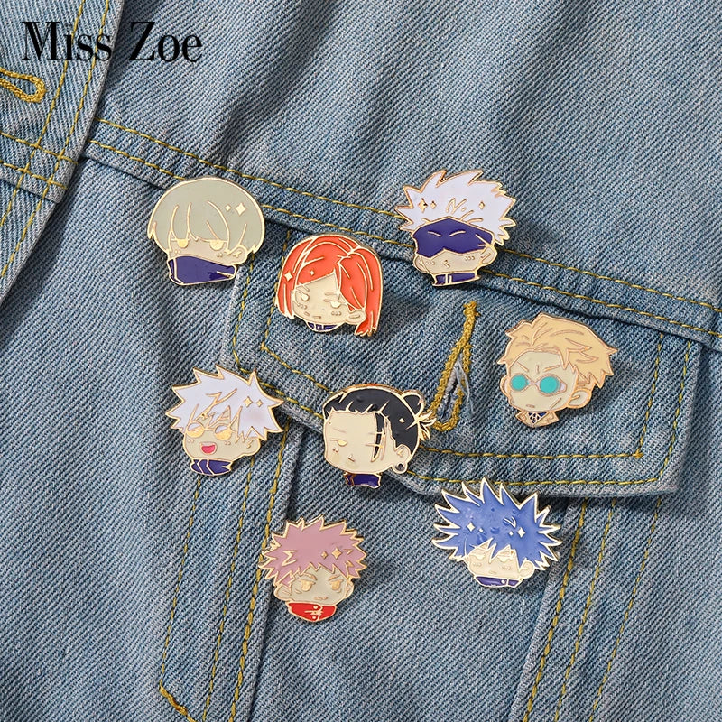 Jujutsu Kaisen Chibi Enamel Pins Gojo Satoru Itadori Yuji Custom Brooches Lapel Badges Cartoon Funny Jewelry Gift for Friends