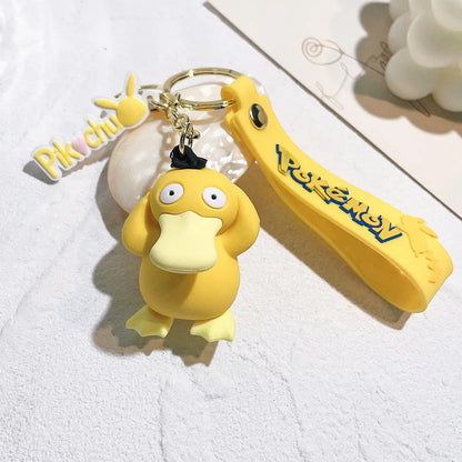 Pokemon Keychain Pikachu Anime Action Figure Toy Kawaii Cartoon Fashion Charmander Psyduck Doll Keyring Car Bag Pendant Kid Gift