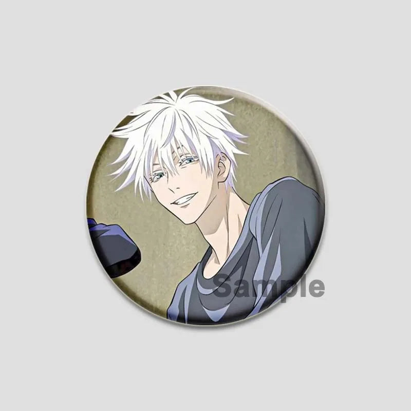 Hot Anime Jujutsu Kaisen Character Round Brooch Pin Geto Gojo Sukuna Choso Suguru Cartoon Badge Bag Clothes Deocr Fans Gift 58mm