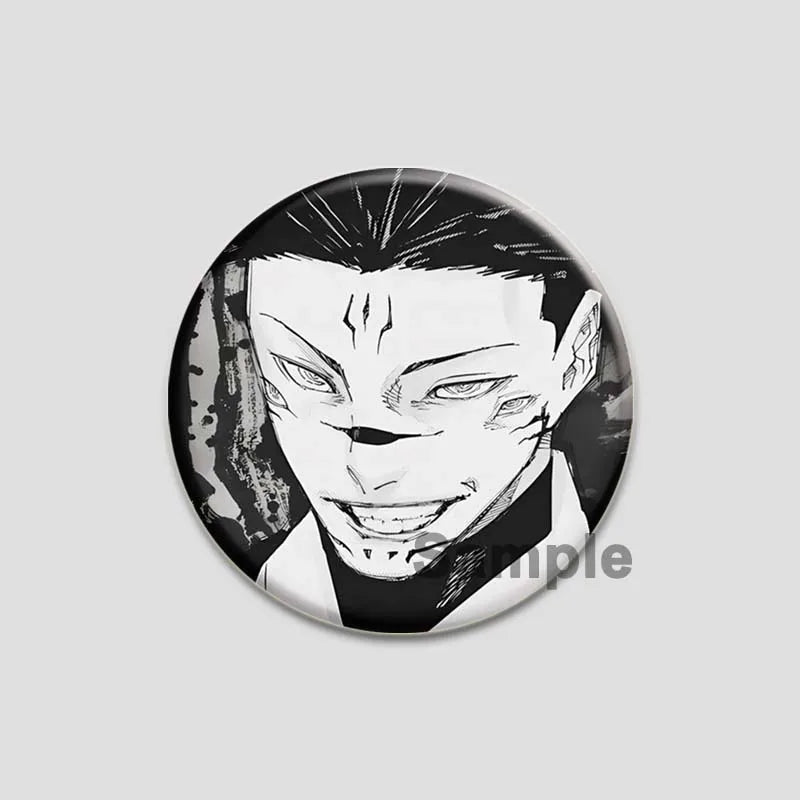 Hot Anime Jujutsu Kaisen Character Round Brooch Pin Geto Gojo Sukuna Choso Suguru Cartoon Badge Bag Clothes Deocr Fans Gift 58mm