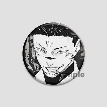 Hot Anime Jujutsu Kaisen Character Round Brooch Pin Geto Gojo Sukuna Choso Suguru Cartoon Badge Bag Clothes Deocr Fans Gift 58mm