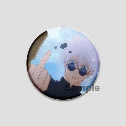 Hot Anime Jujutsu Kaisen Character Round Brooch Pin Geto Gojo Sukuna Choso Suguru Cartoon Badge Bag Clothes Deocr Fans Gift 58mm