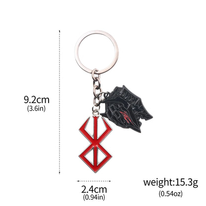 Anime 1997 Series Red Skull Keychain Berserk Warrior Slave Griffith Guts Keyring Cosplay Props Gift Men Women Backpack Jewelry