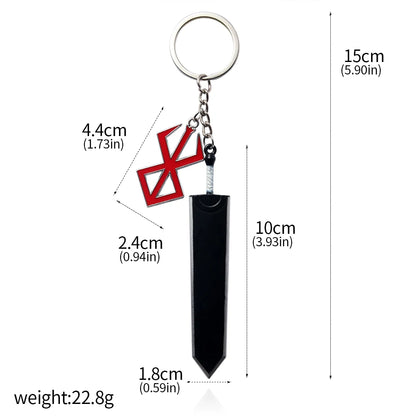 Anime 1997 Series Red Skull Keychain Berserk Warrior Slave Griffith Guts Keyring Cosplay Props Gift Men Women Backpack Jewelry