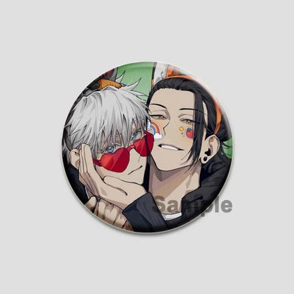 Hot Anime Jujutsu Kaisen Character Round Brooch Pin Geto Gojo Sukuna Choso Suguru Cartoon Badge Bag Clothes Deocr Fans Gift 58mm