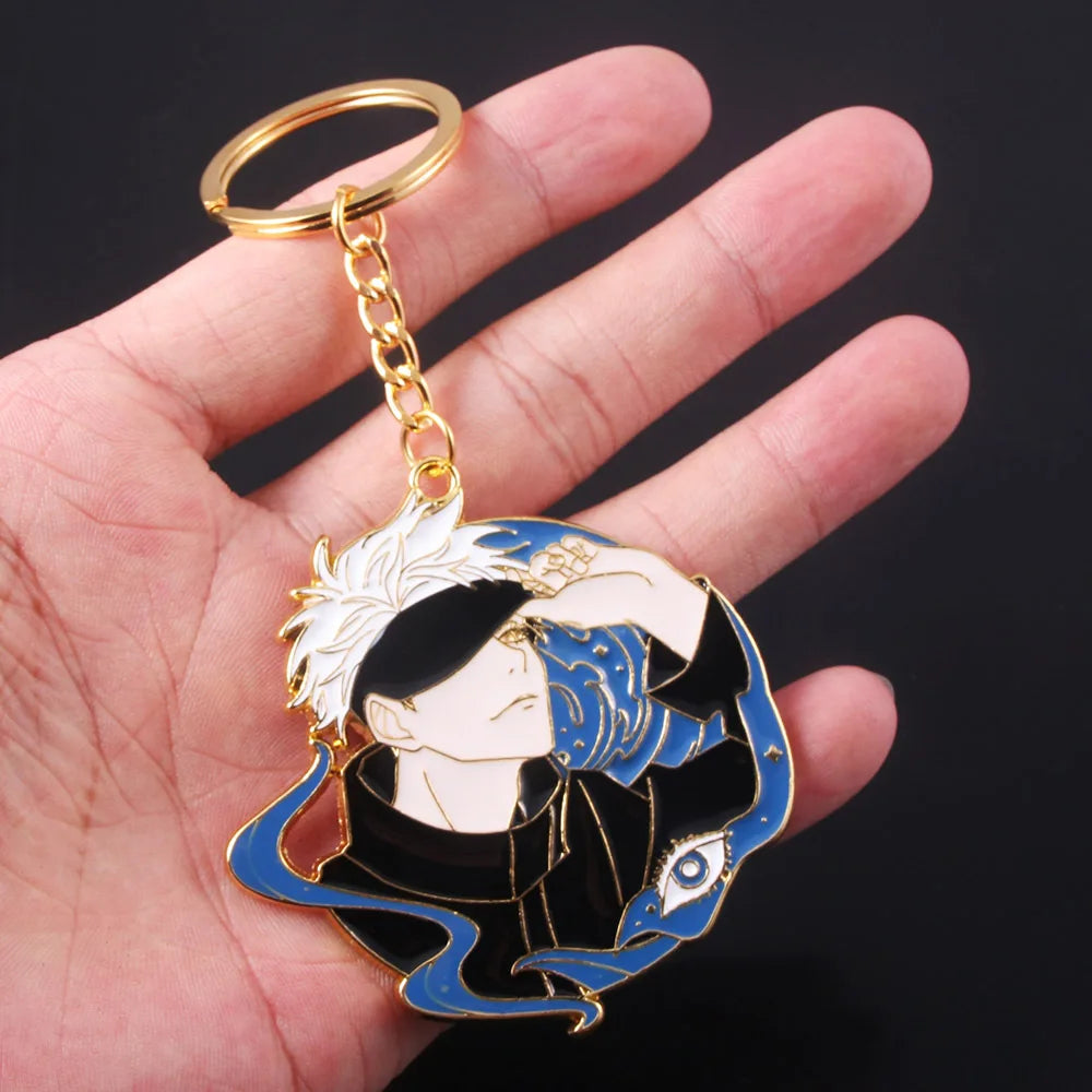 Hot Anime Jujutsu Kaisen Keychain Gojo Satoru Fushiguro Megumi Figure Enamel Pendant Keyring High Quality Props Cosplay Jewelry