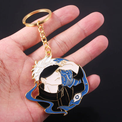 Hot Anime Jujutsu Kaisen Keychain Gojo Satoru Fushiguro Megumi Figure Enamel Pendant Keyring High Quality Props Cosplay Jewelry