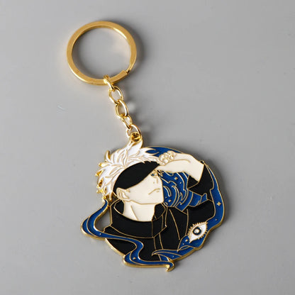 Hot Anime Jujutsu Kaisen Keychain Gojo Satoru Fushiguro Megumi Figure Enamel Pendant Keyring High Quality Props Cosplay Jewelry