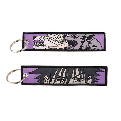 Japanese Anime Cool Embroidery Key Fobs Key Tag Motorcycles Cars Backpack Chaveiro Keychain For Friends Fashion Key Ring Gifts