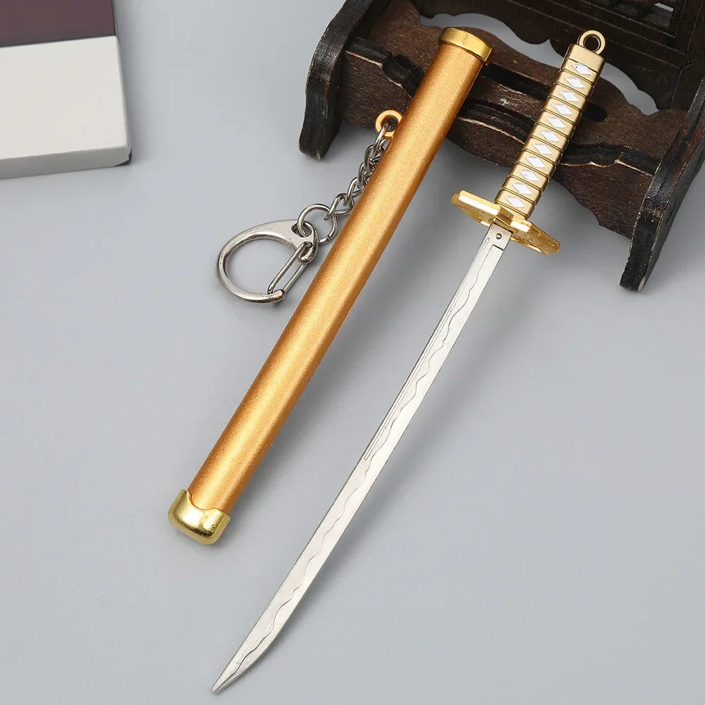 15cm Metal One Piece Katana Sword Mini Japanese Roronoa Zoro Katana Samurai Fake Knife Iron Alloy Real Sword Anime Toy Gift