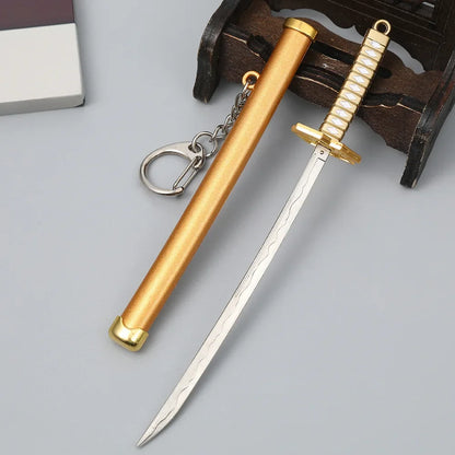 15cm Metal One Piece Katana Sword Mini Japanese Roronoa Zoro Katana Samurai Fake Knife Iron Alloy Real Sword Anime Toy Gift