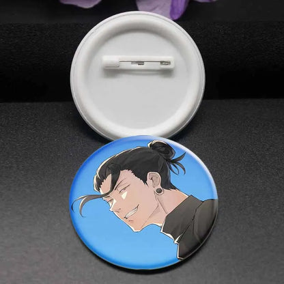 Hot Anime Jujutsu Kaisen Character Round Brooch Pin Geto Gojo Sukuna Choso Suguru Cartoon Badge Bag Clothes Deocr Fans Gift 58mm