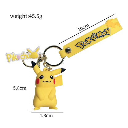 Pokemon Keychain Pikachu Anime Action Figure Toy Kawaii Cartoon Fashion Charmander Psyduck Doll Keyring Car Bag Pendant Kid Gift