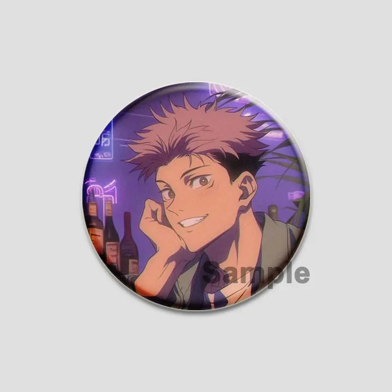 Hot Anime Jujutsu Kaisen Character Round Brooch Pin Geto Gojo Sukuna Choso Suguru Cartoon Badge Bag Clothes Deocr Fans Gift 58mm