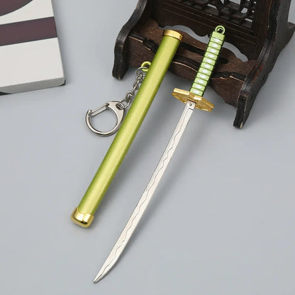15cm Metal One Piece Katana Sword Mini Japanese Roronoa Zoro Katana Samurai Fake Knife Iron Alloy Real Sword Anime Toy Gift