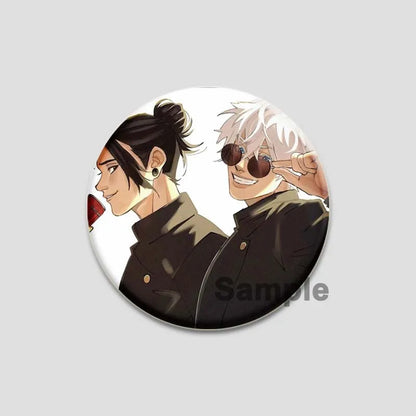 Hot Anime Jujutsu Kaisen Character Round Brooch Pin Geto Gojo Sukuna Choso Suguru Cartoon Badge Bag Clothes Deocr Fans Gift 58mm