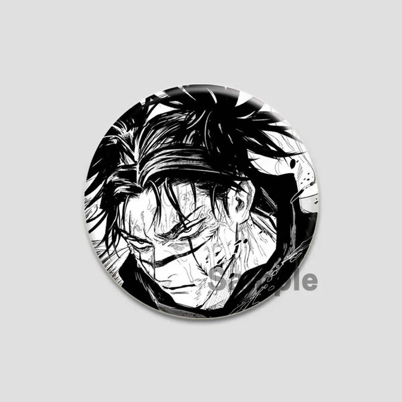 Hot Anime Jujutsu Kaisen Character Round Brooch Pin Geto Gojo Sukuna Choso Suguru Cartoon Badge Bag Clothes Deocr Fans Gift 58mm