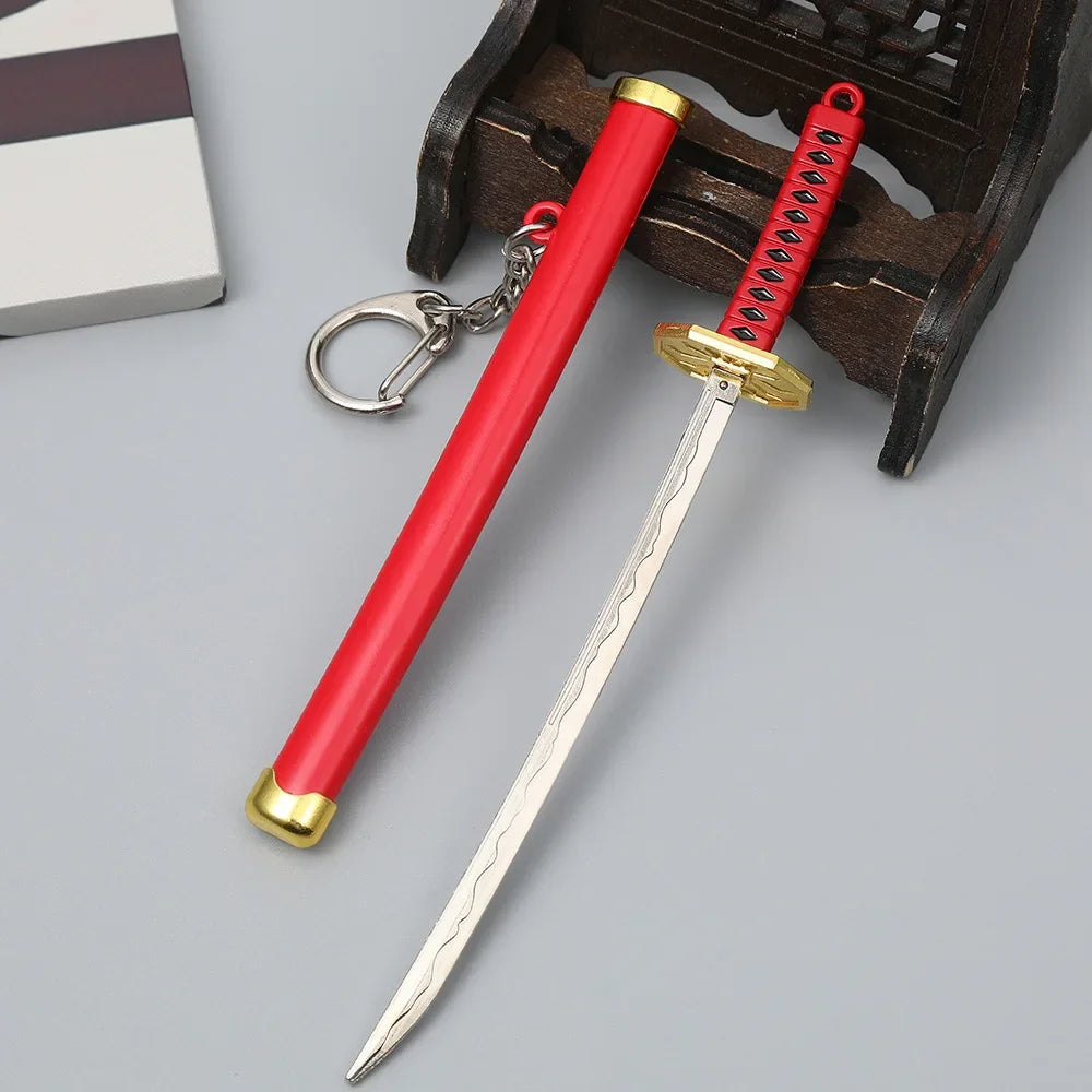 15cm Metal One Piece Katana Sword Mini Japanese Roronoa Zoro Katana Samurai Fake Knife Iron Alloy Real Sword Anime Toy Gift