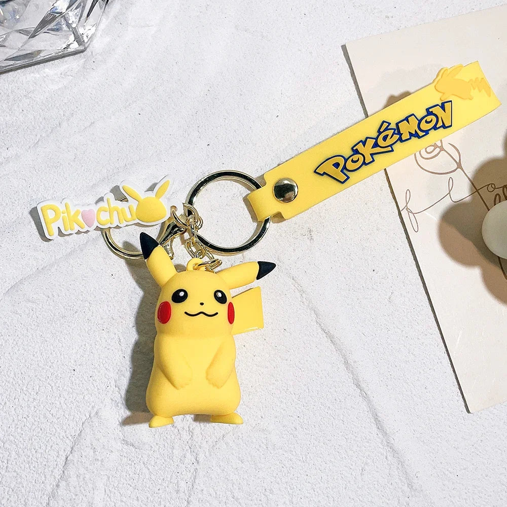 Pokemon Keychain Pikachu Anime Action Figure Toy Kawaii Cartoon Fashion Charmander Psyduck Doll Keyring Car Bag Pendant Kid Gift