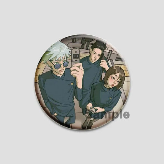 Hot Anime Jujutsu Kaisen Character Round Brooch Pin Geto Gojo Sukuna Choso Suguru Cartoon Badge Bag Clothes Deocr Fans Gift 58mm