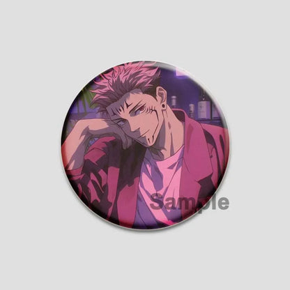 Hot Anime Jujutsu Kaisen Character Round Brooch Pin Geto Gojo Sukuna Choso Suguru Cartoon Badge Bag Clothes Deocr Fans Gift 58mm