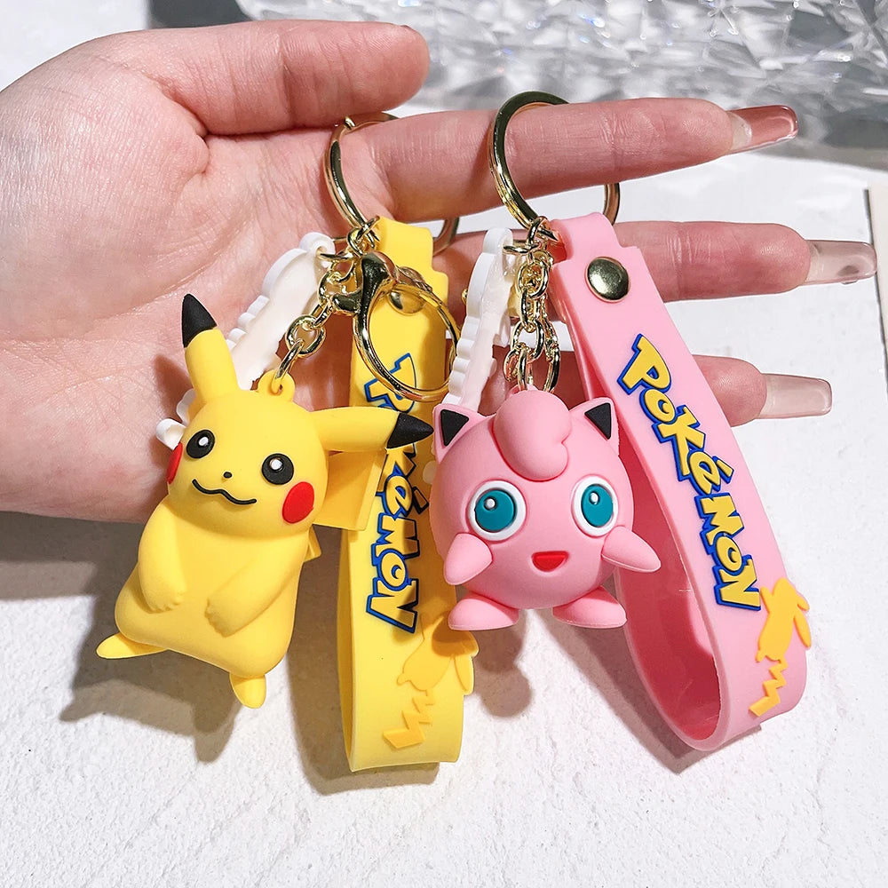 Pokemon Keychain Pikachu Anime Action Figure Toy Kawaii Cartoon Fashion Charmander Psyduck Doll Keyring Car Bag Pendant Kid Gift