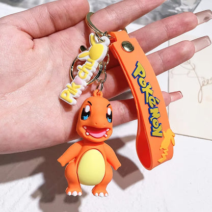Pokemon Keychain Pikachu Anime Action Figure Toy Kawaii Cartoon Fashion Charmander Psyduck Doll Keyring Car Bag Pendant Kid Gift