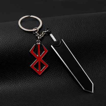 Anime 1997 Series Red Skull Keychain Berserk Warrior Slave Griffith Guts Keyring Cosplay Props Gift Men Women Backpack Jewelry