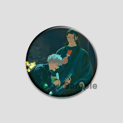 Hot Anime Jujutsu Kaisen Character Round Brooch Pin Geto Gojo Sukuna Choso Suguru Cartoon Badge Bag Clothes Deocr Fans Gift 58mm